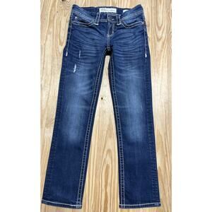 Buckle BKE Addison Straight Leg Flap Pocket Thick Stitch jean size 26x28 EUC